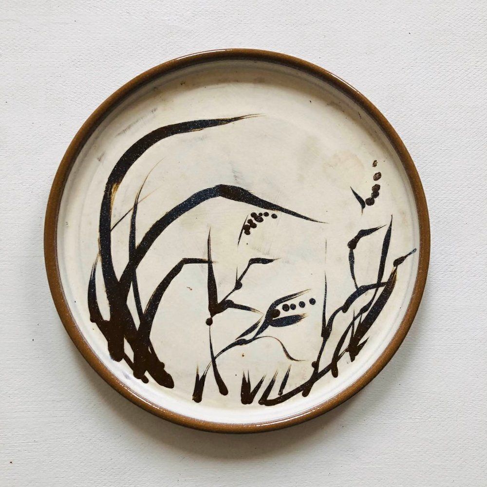 Paldino Pottery Ceramic Tray Weed Design Handmade